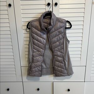 Zella Purple Quilted Puffer Vest with Stand-Up Collar